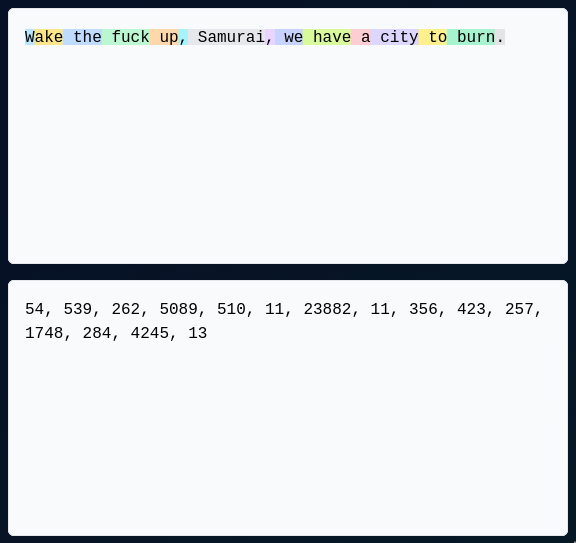 Tiktokenizer in action